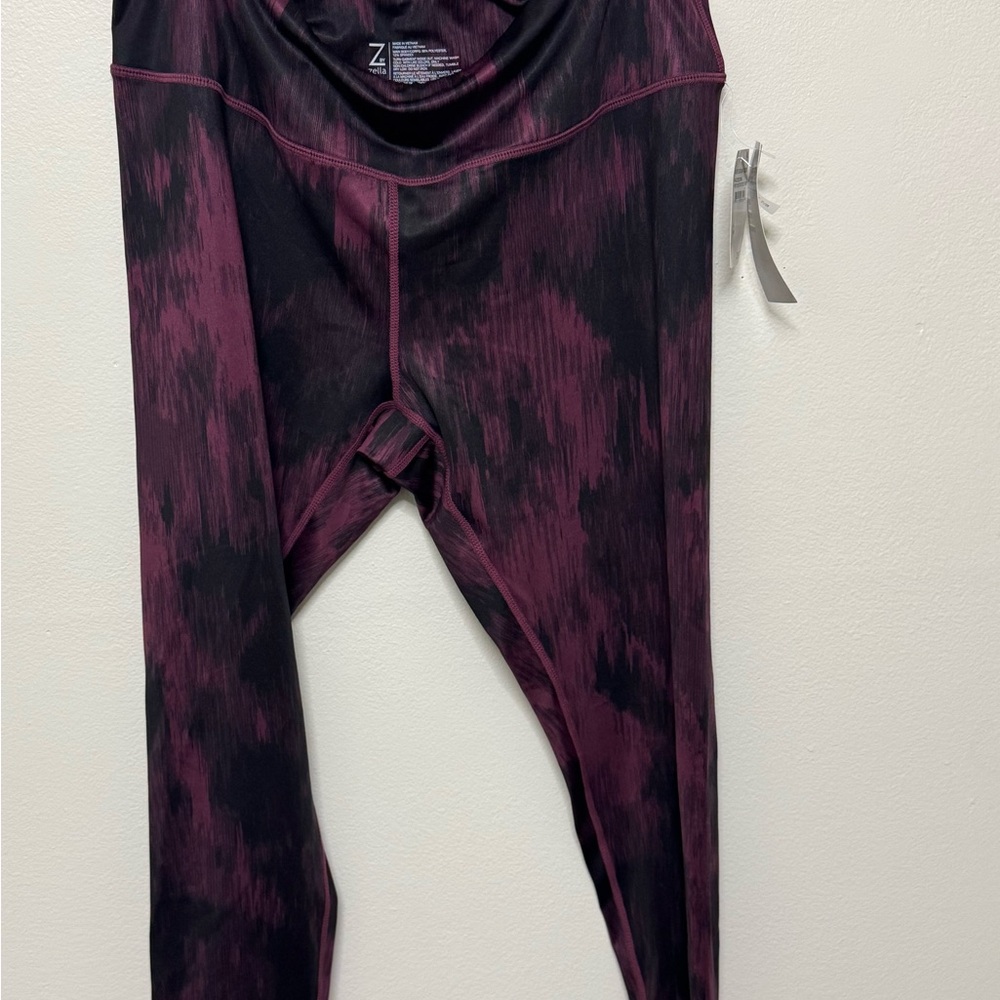 Z by Zella Purple Nectar Static Print High Waist 7/8 Length Leggings plus size